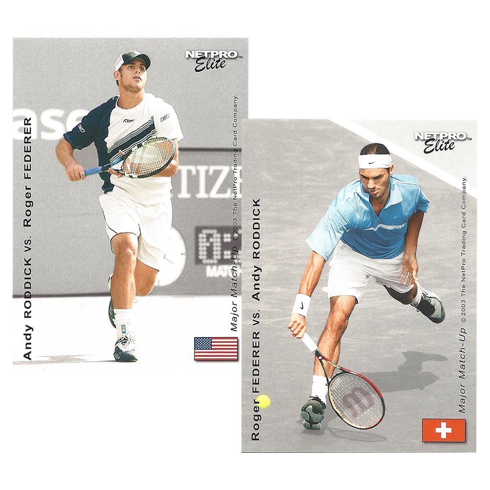 Andy Roddick vs Roger Federer Major Match Up Tennis Collector Card Memorabilia Netpro