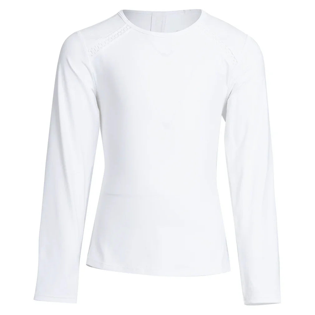 Girls` Long Sleeve Tennis Top White Apparel Sofibella