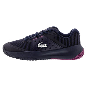 Women`s Power Serve Tennis Shoes Navy and Pink Footwear Lacoste