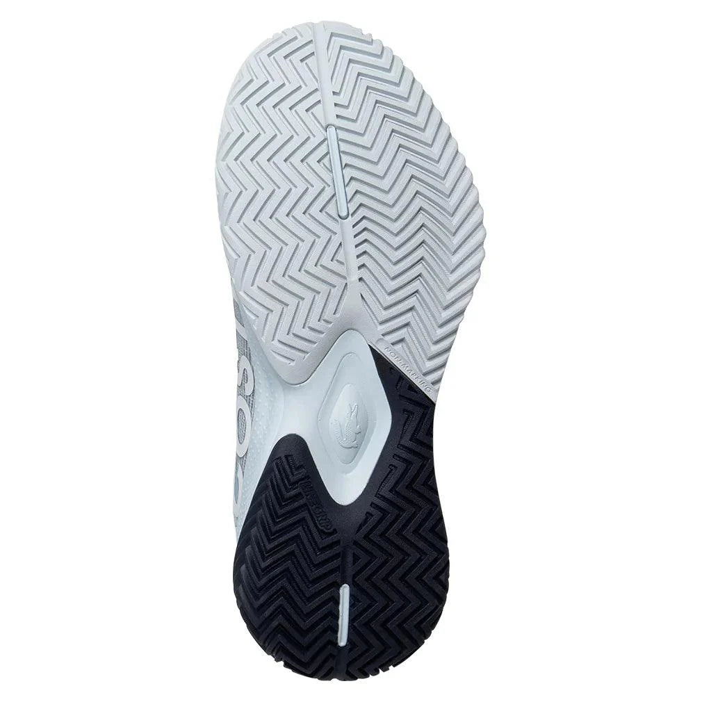 Women`s Power Serve Tennis Shoes Light Blue and Navy Footwear Lacoste