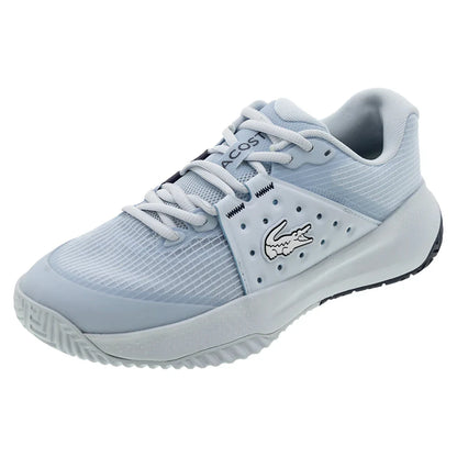 Women`s Power Serve Tennis Shoes Light Blue and Navy Footwear Lacoste