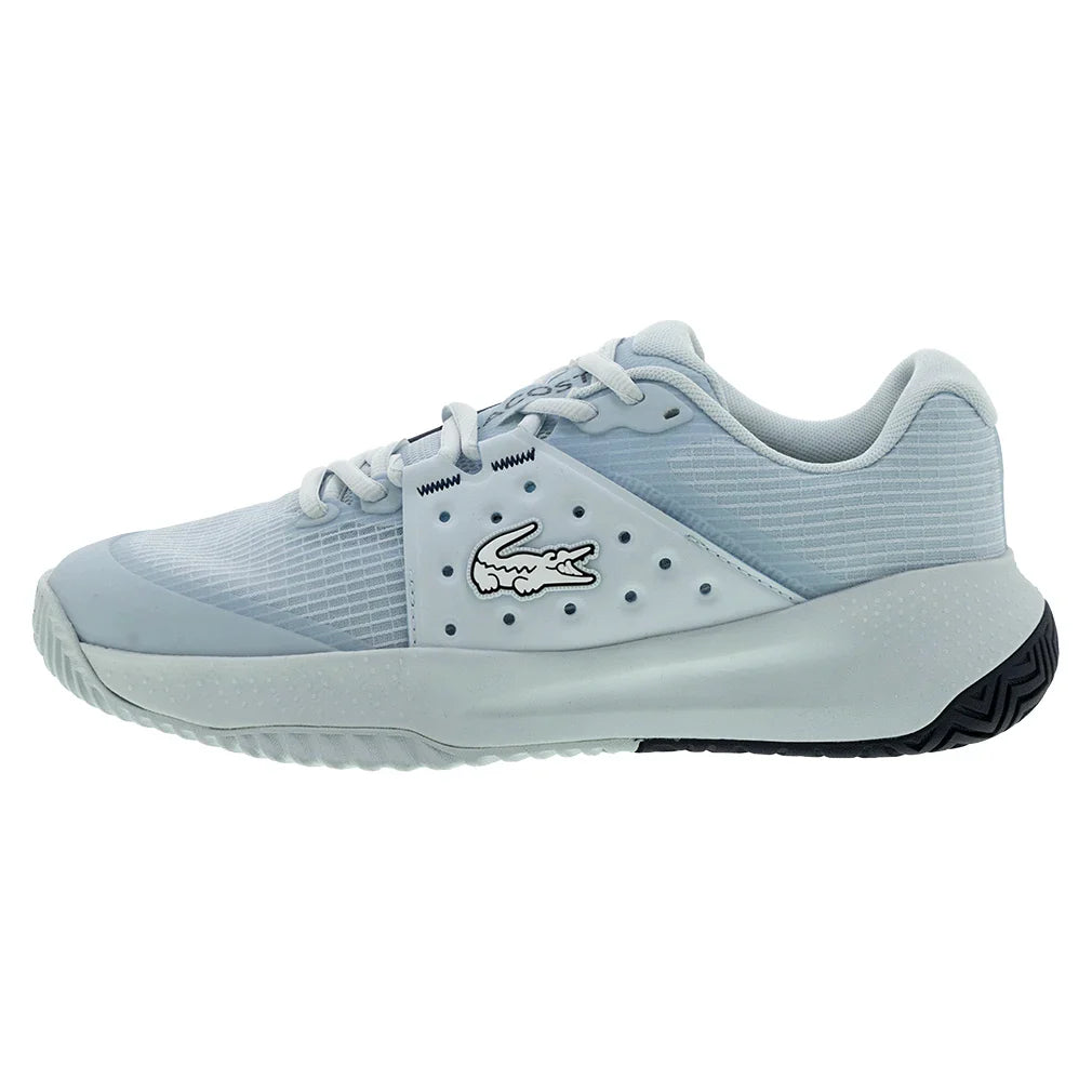 Women`s Power Serve Tennis Shoes Light Blue and Navy Footwear Lacoste