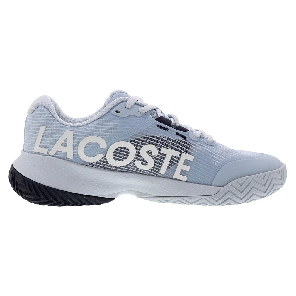 Women`s Power Serve Tennis Shoes Light Blue and Navy Footwear Lacoste
