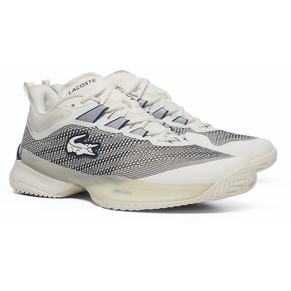 Men`s AG-LT23 Ultra Tennis Shoes Off White and Navy Footwear Lacoste