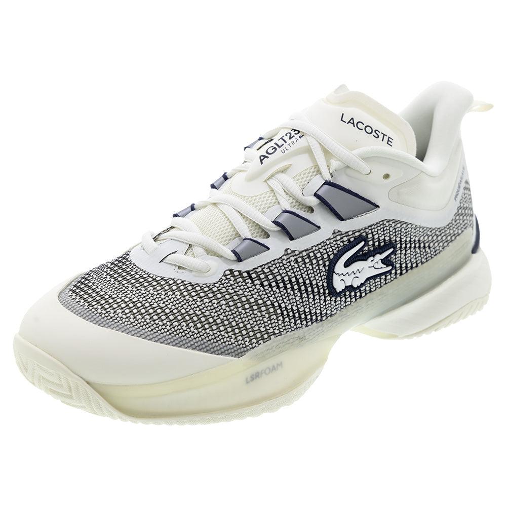 Men`s AG-LT23 Ultra Tennis Shoes Off White and Navy Footwear Lacoste