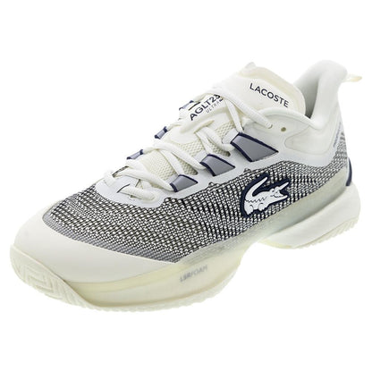 Men`s AG-LT23 Ultra Tennis Shoes Off White and Navy Footwear Lacoste
