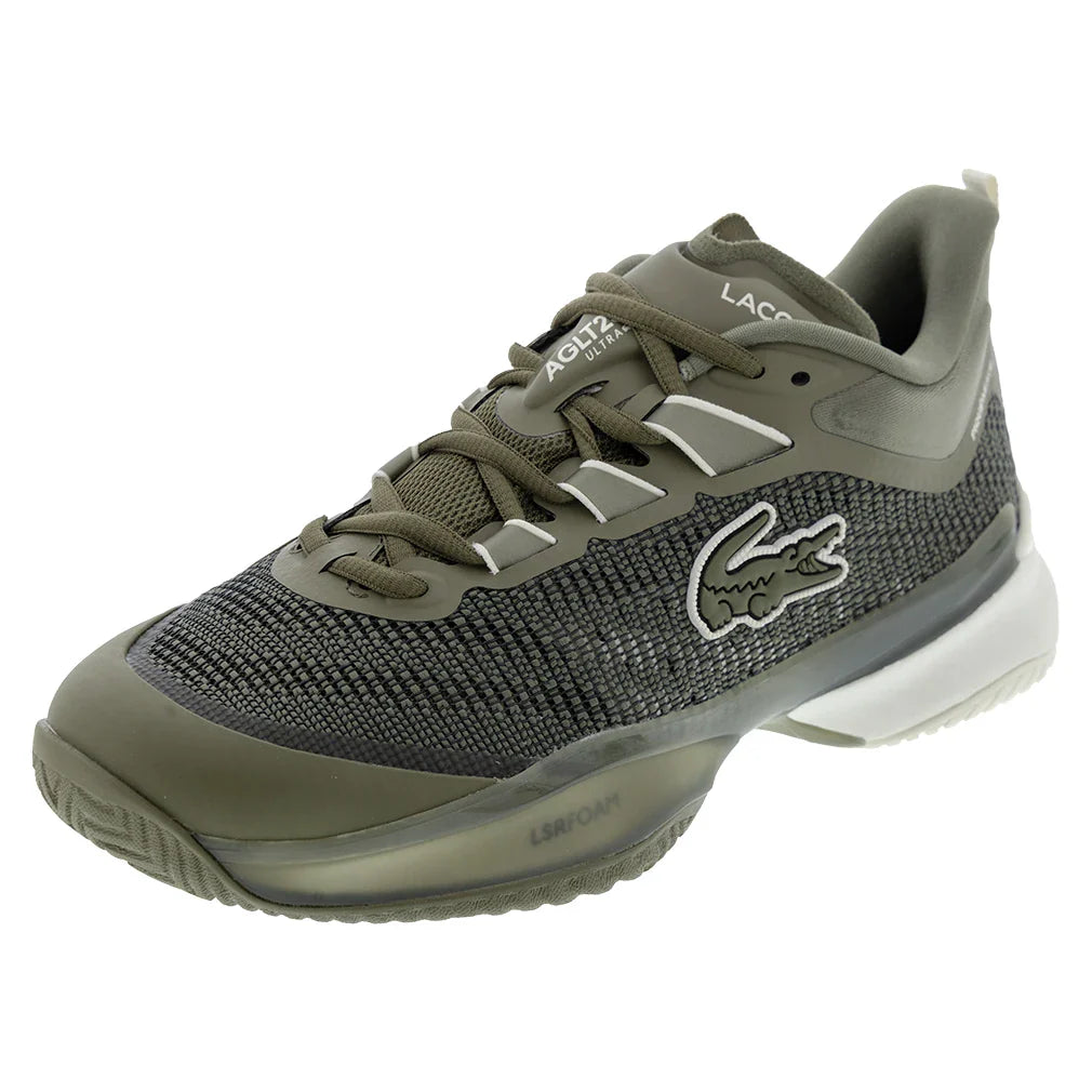 Men`s AG-LT23 Ultra Tennis Shoes Khaki and Off White Footwear Lacoste