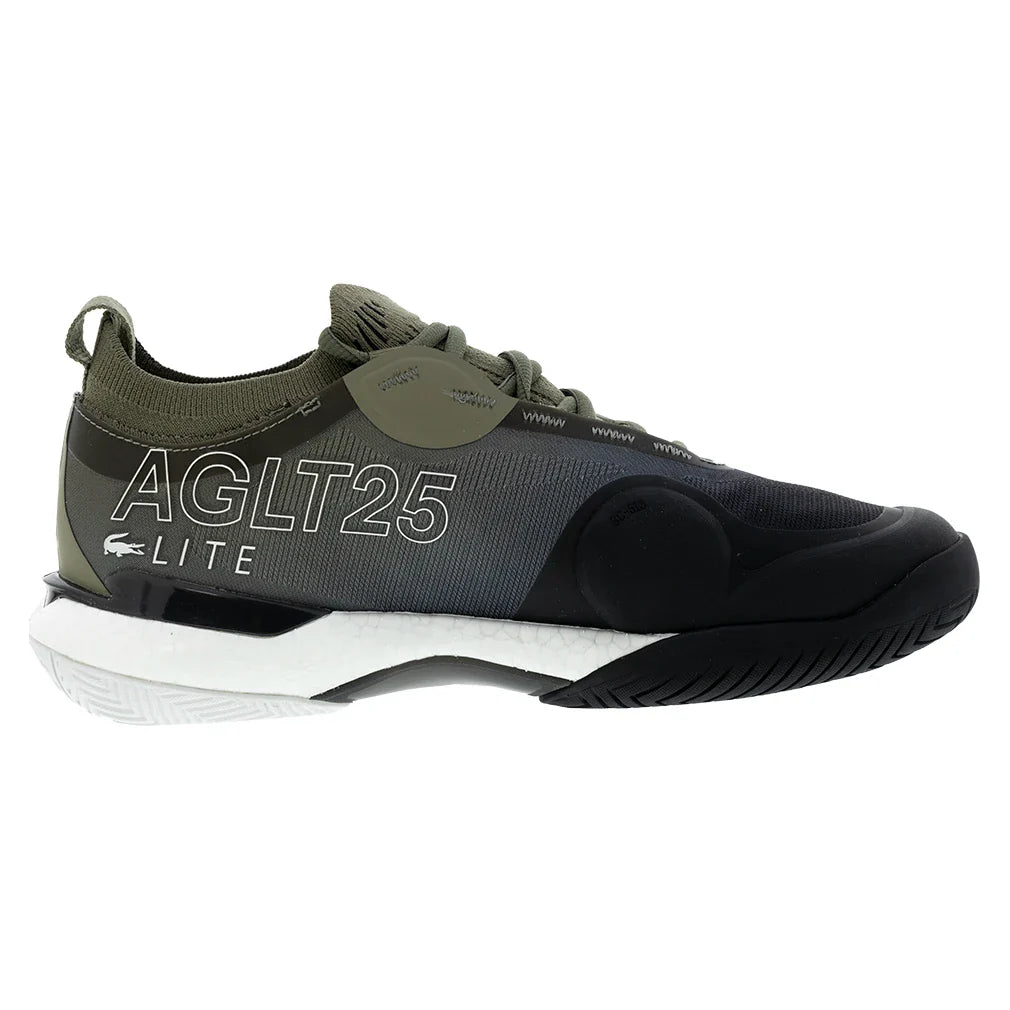 Men`s AG-LT25 Lite Tennis Shoes Khaki and Black Footwear Lacoste
