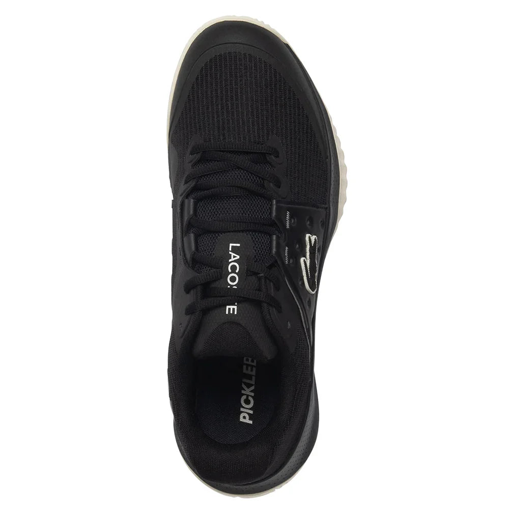 Men`s Power Serve Tennis Shoes Black and Off White Footwear Lacoste
