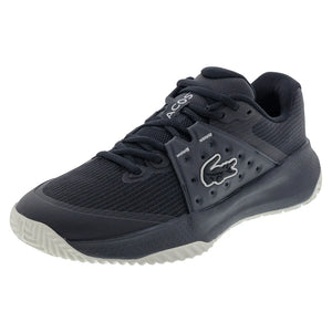 Men`s Power Serve Tennis Shoes Black and Off White Footwear Lacoste