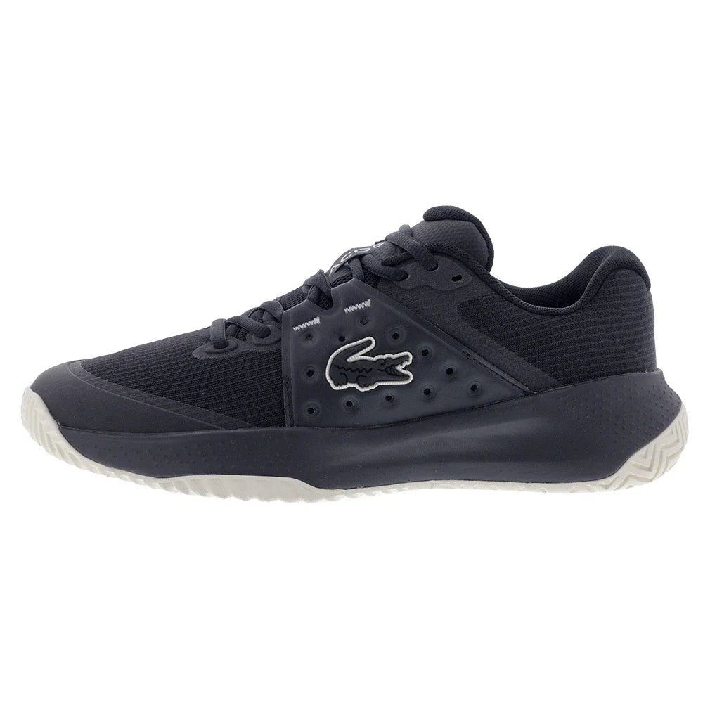 Men`s Power Serve Tennis Shoes Black and Off White Footwear Lacoste
