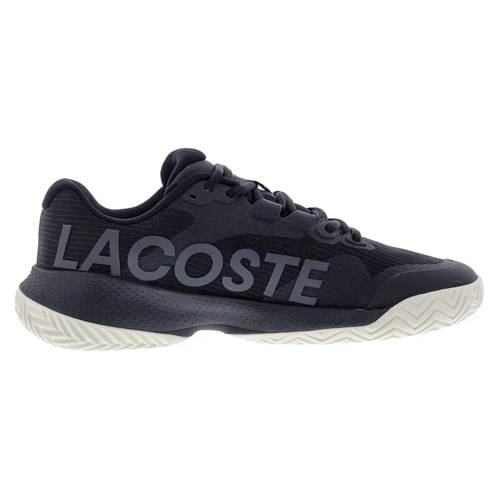 Men`s Power Serve Tennis Shoes Black and Off White Footwear Lacoste