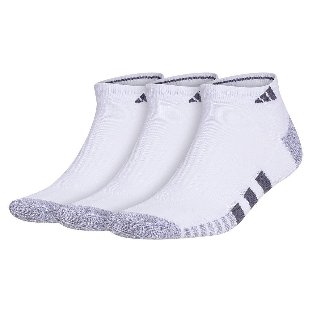 Men`s Cushioned 3.0 3 Pack Low Cut Tennis Socks White and Onix Grey Socks Adidas