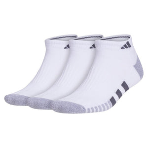Men`s Cushioned 3.0 3 Pack Low Cut Tennis Socks White and Onix Grey Socks Adidas