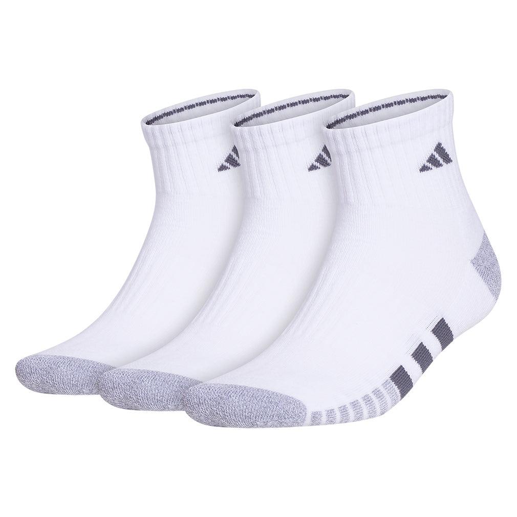 Men`s Cushioned 3.0 3 Pack Quarter Tennis Socks White and Onix Grey Socks Adidas