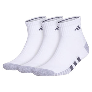 Men`s Cushioned 3.0 3 Pack Quarter Tennis Socks White and Onix Grey Socks Adidas
