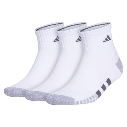 Men`s Cushioned 3.0 3 Pack Quarter Tennis Socks White and Onix Grey Socks Adidas
