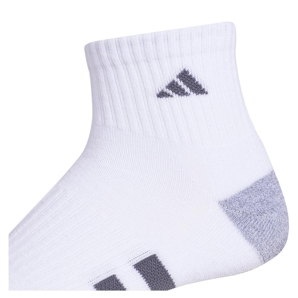 Men`s Cushioned 3.0 3 Pack Quarter Tennis Socks White and Onix Grey Socks Adidas
