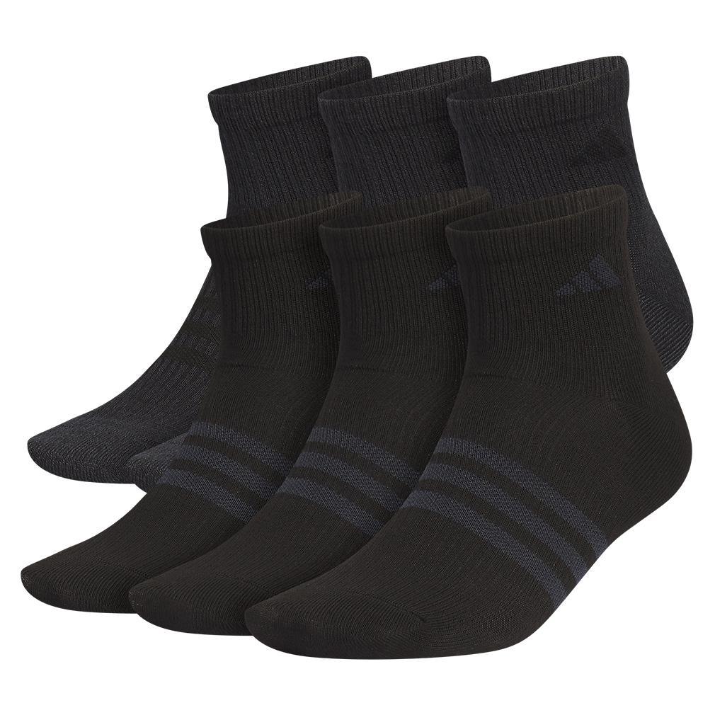 Men`s Superlite 3.0 6 Pack Quarter Tennis Socks Black and Night Grey Adidas