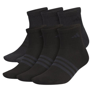 Men`s Superlite 3.0 6 Pack Quarter Tennis Socks Black and Night Grey Adidas