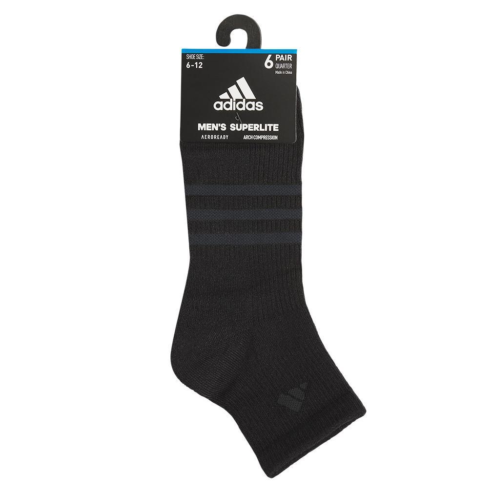 Men`s Superlite 3.0 6 Pack Quarter Tennis Socks Black and Night Grey Adidas