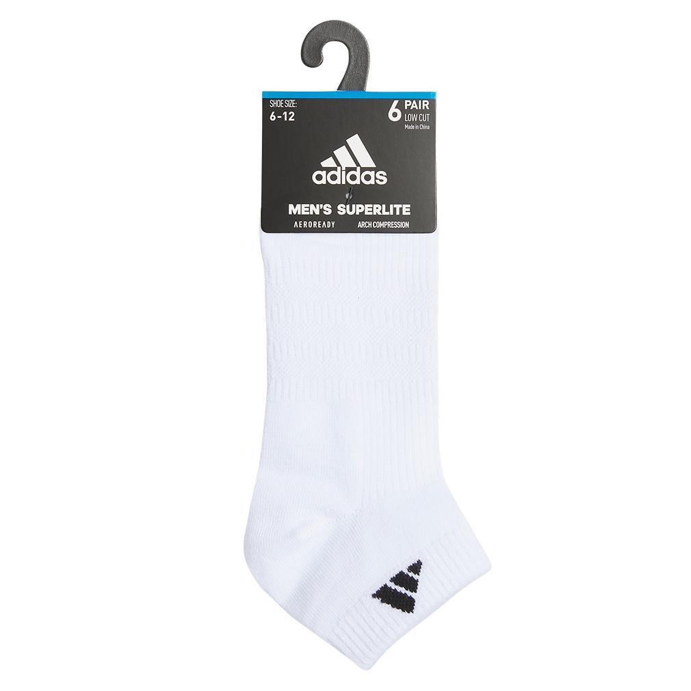 Men`s Superlite 3.0 6 Pack Low Cut Tennis Socks White and Black Adidas