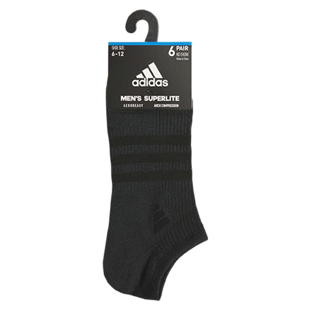Men`s Superlite 3.0 6 Pack No Show Tennis Socks Black and Night Grey Socks Adidas
