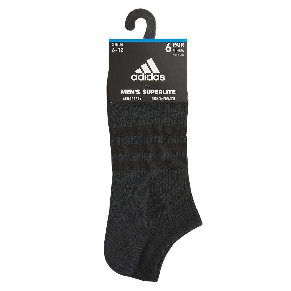 Men`s Superlite 3.0 6 Pack No Show Tennis Socks Black and Night Grey Adidas