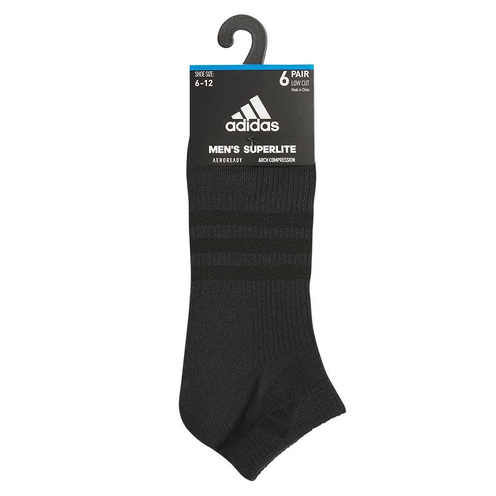Men`s Superlite 3.0 6 Pack Low Cut Tennis Socks Black and Night Grey Adidas
