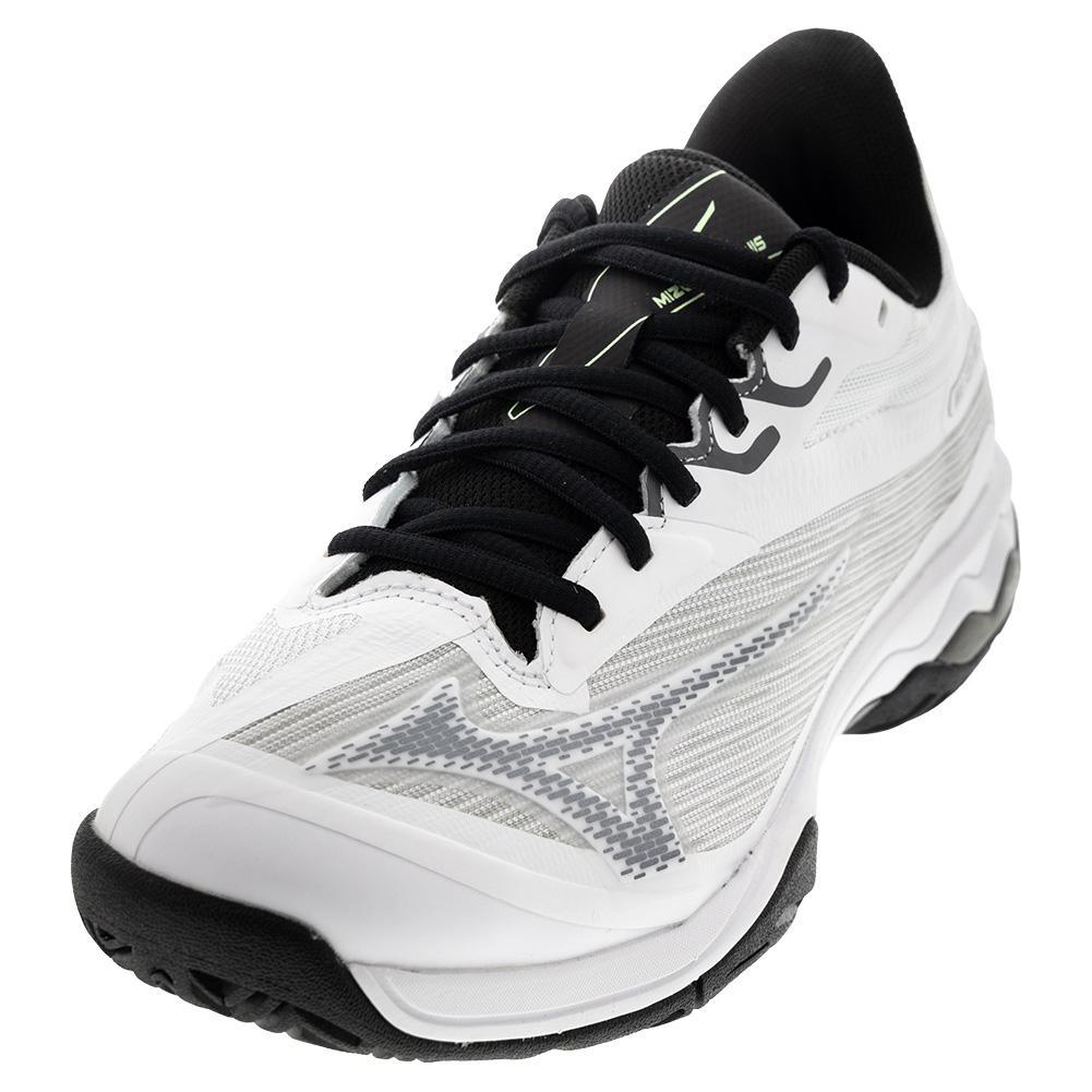 Men's Wave Exceed Light 2 AC Tennis Shoes White and Metallic Grey Footwear Mizuno