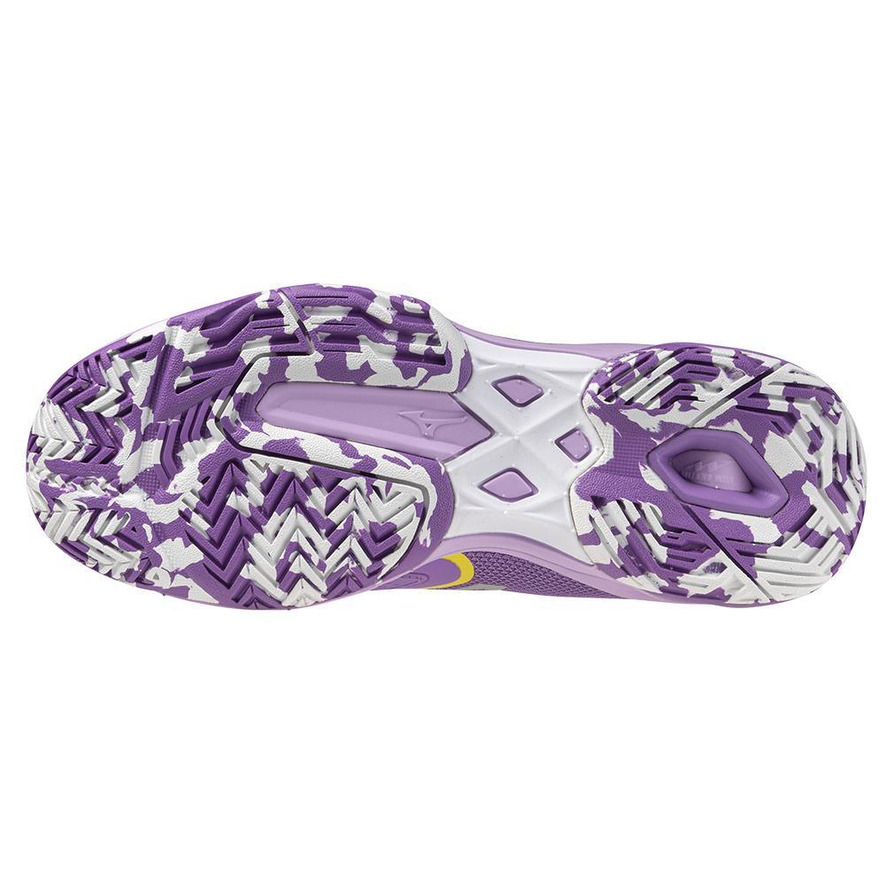 Womens Wave Exceed Light 2 AC Tennis Shoes Bellflower and White Footwear Mizuno