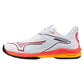 Men`s Wave Exceed Tour 6 AC Tennis Shoes White and Fiery Coral Footwear Mizuno
