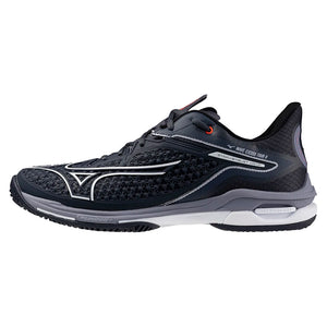 Men`s Wave Exceed Tour 6 AC Tennis Shoes Odyssey Grey and White Footwear Mizuno