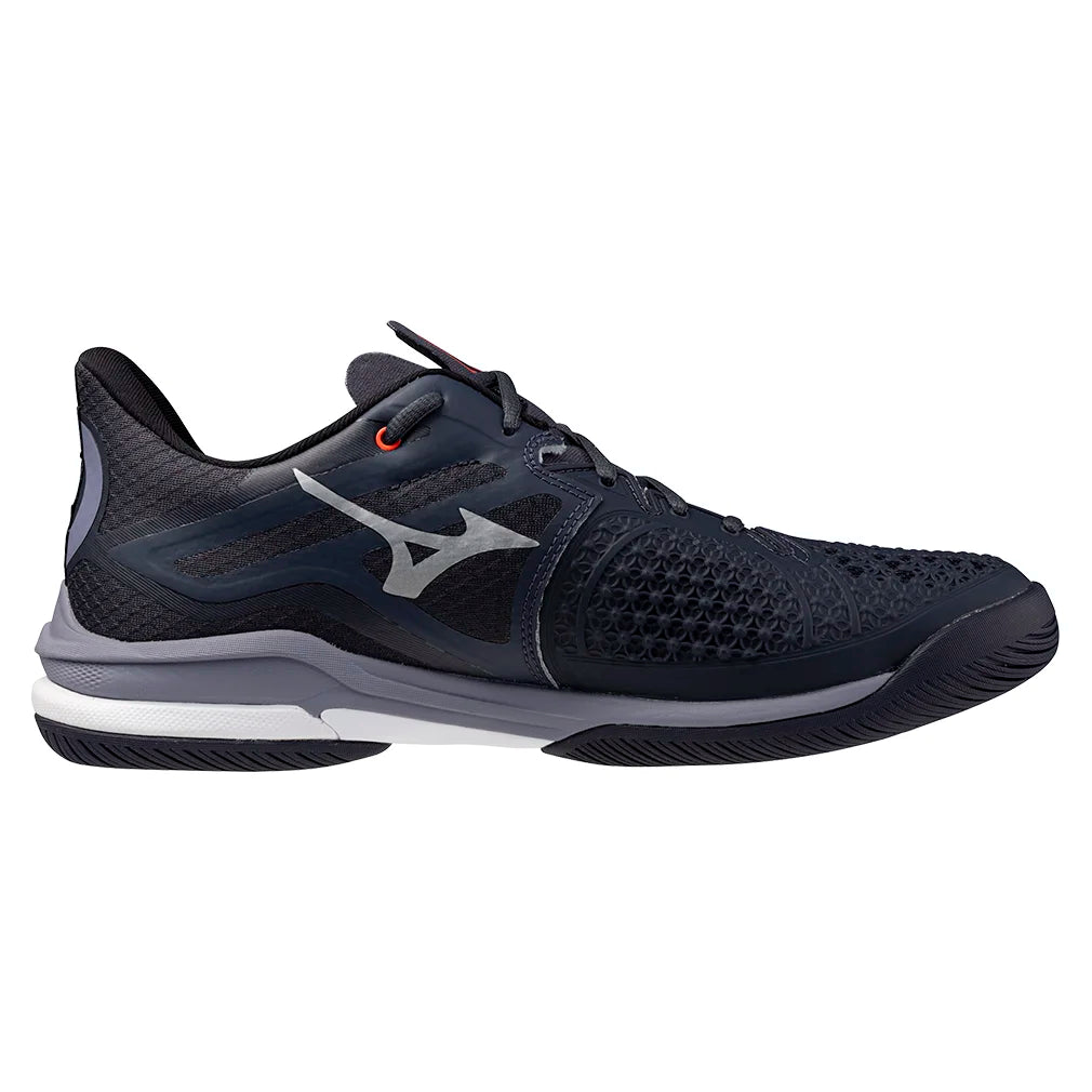 Men`s Wave Exceed Tour 6 AC Tennis Shoes Odyssey Grey and White Footwear Mizuno