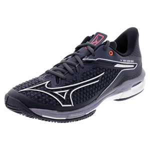 Men`s Wave Exceed Tour 6 AC Tennis Shoes Odyssey Grey and White Footwear Mizuno