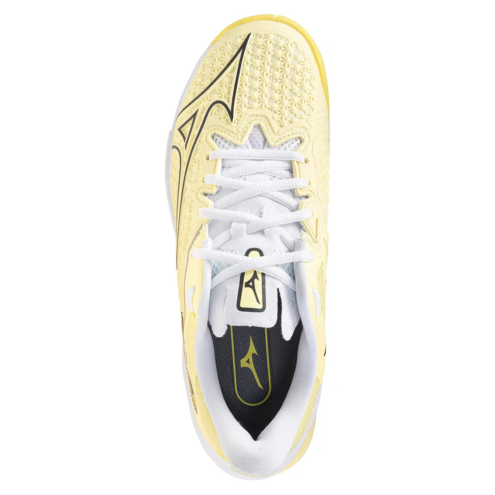 Women`s Wave Exceed Tour 6 AC Tennis Shoes Pale Yellow and Black Sand Footwear Mizuno