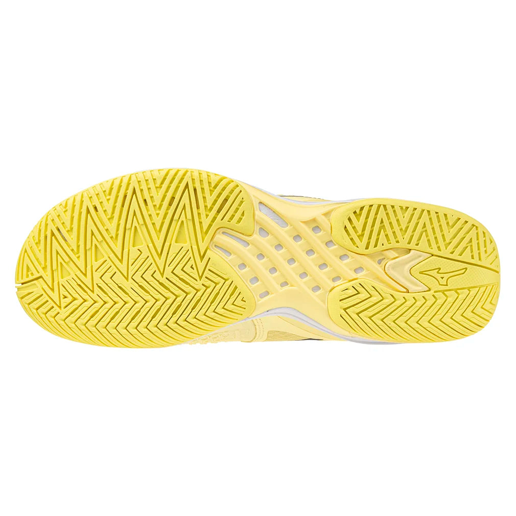 Women`s Wave Exceed Tour 6 AC Tennis Shoes Pale Yellow and Black Sand Footwear Mizuno