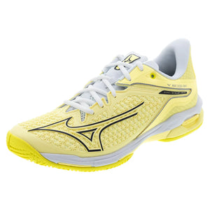 Women`s Wave Exceed Tour 6 AC Tennis Shoes Pale Yellow and Black Sand Footwear Mizuno