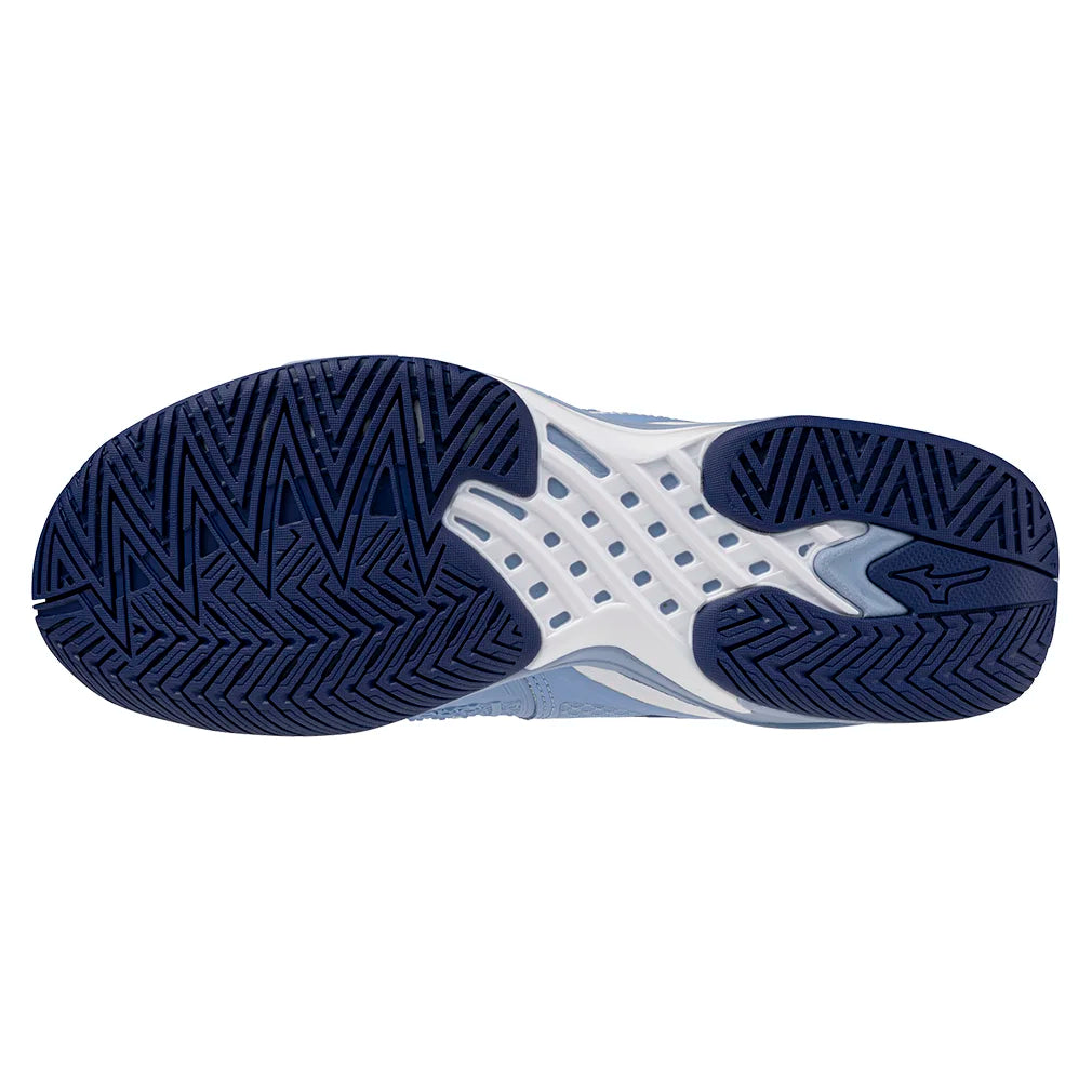 Women`s Wave Exceed Tour 6 Tennis Shoes Bel Air Blue and White Footwear Mizuno