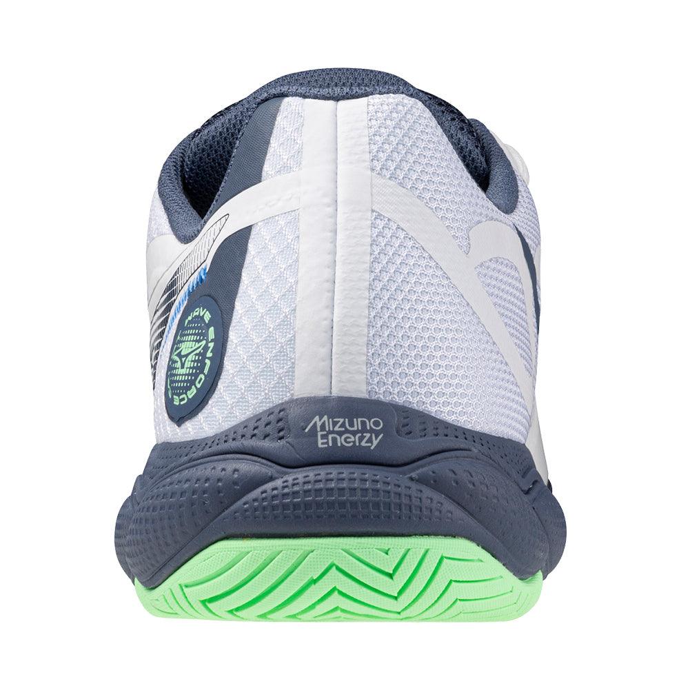 Men`s Wave Enforce Court Tennis Shoes White and Vintage Indigo Footwear Mizuno
