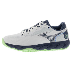 Men`s Wave Enforce Court Tennis Shoes White and Vintage Indigo Footwear Mizuno