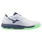 Men`s Wave Enforce Court Tennis Shoes White and Vintage Indigo Footwear Mizuno