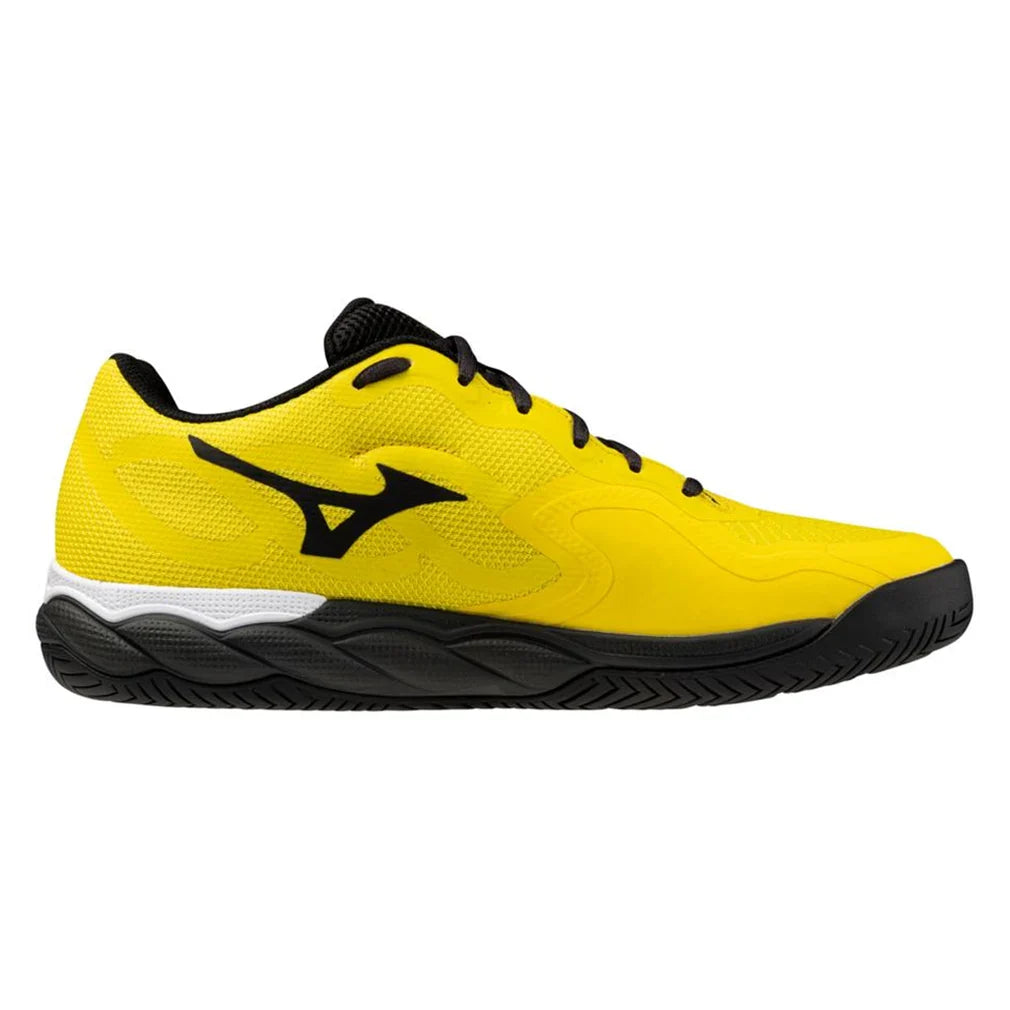 Men`s Wave Enforce Court AC Tennis Shoes Vibrant Yellow and Black Footwear Mizuno