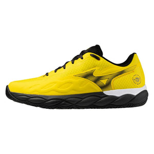 Men`s Wave Enforce Court AC Tennis Shoes Vibrant Yellow and Black Footwear Mizuno