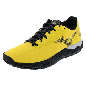 Men`s Wave Enforce Court AC Tennis Shoes Vibrant Yellow and Black Footwear Mizuno