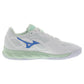 Women`s Wave Enforce Court Tennis Shoes White and Frontier Blue Footwear Mizuno