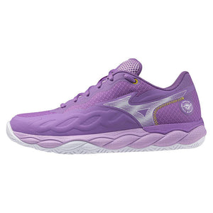 Womens Wave Enforce Court AC Tennis Shoes Bellflower and White Footwear Mizuno