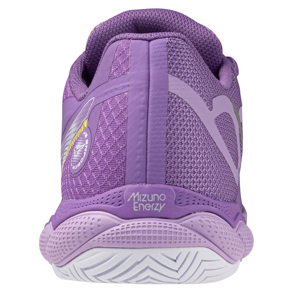 Womens Wave Enforce Court AC Tennis Shoes Bellflower and White Footwear Mizuno