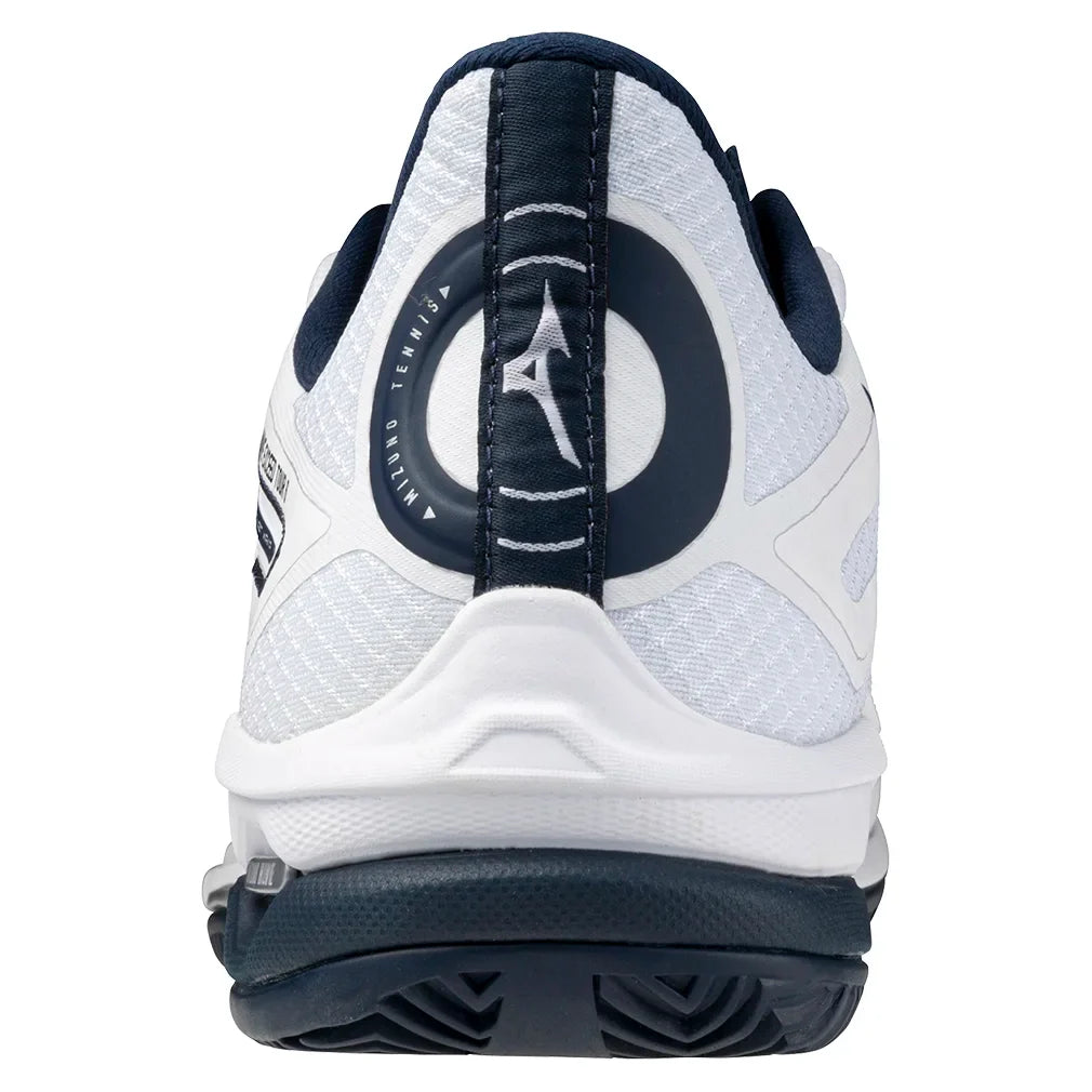 Mens Wave Exceed Tour 6 Clay Tennis Shoes White and Dress Blues Footwear Mizuno