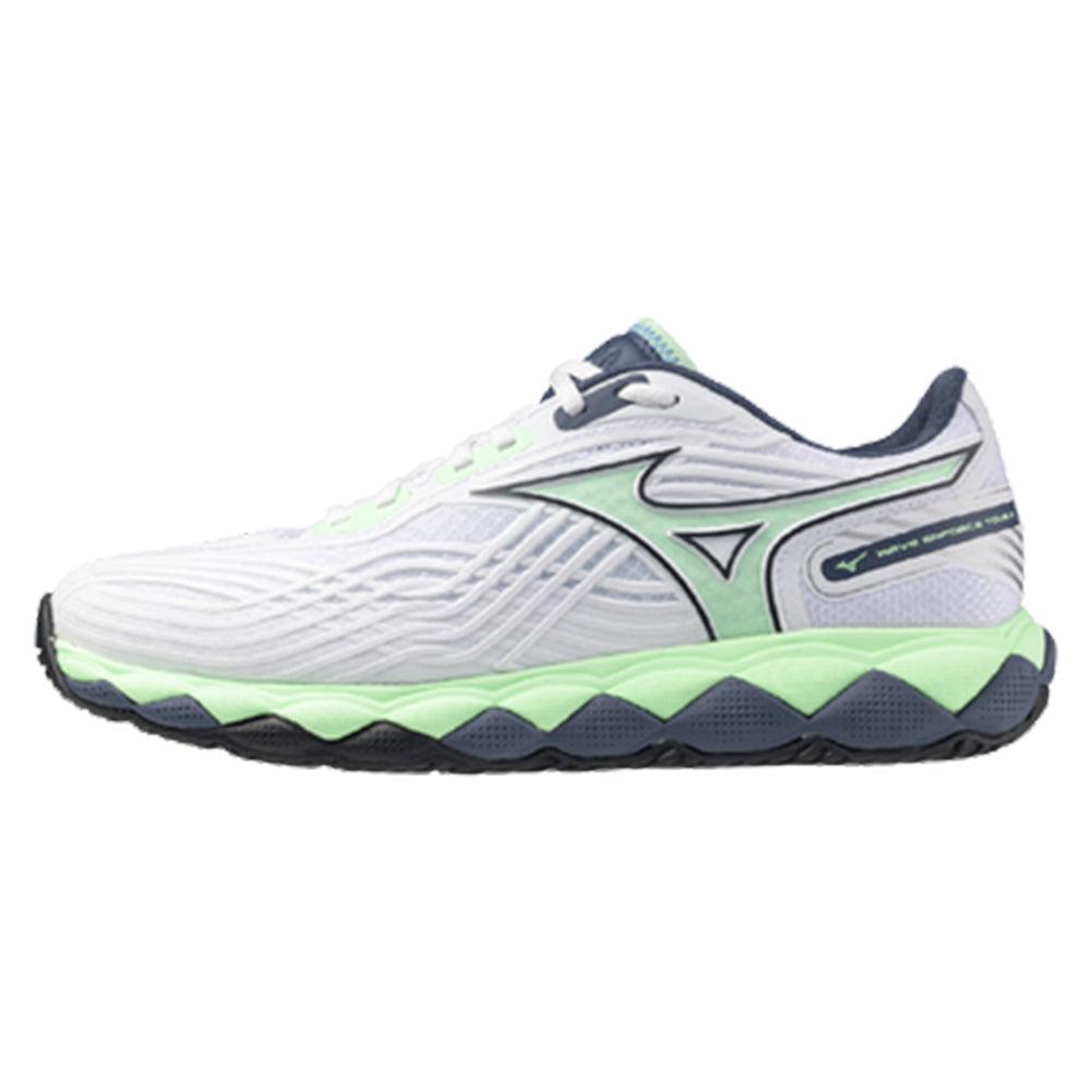 Men`s Wave Enforce Tour 2 Tennis Shoes White and Neo Mint Footwear Mizuno